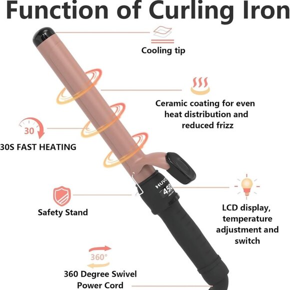 NEW IN BOX: Professional Ceramic Curling Iron Wand 1-1/4" - Picture 5 of 7